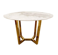 Lucien Round Gold with 4 Luna Cream Chairs SOLID FURNITURE